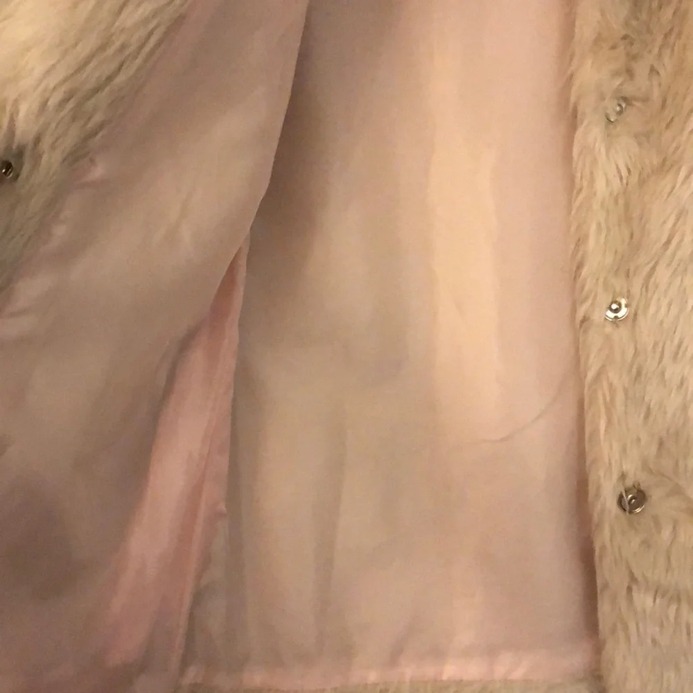 Girls' Cream Faux Fur Pea Coat